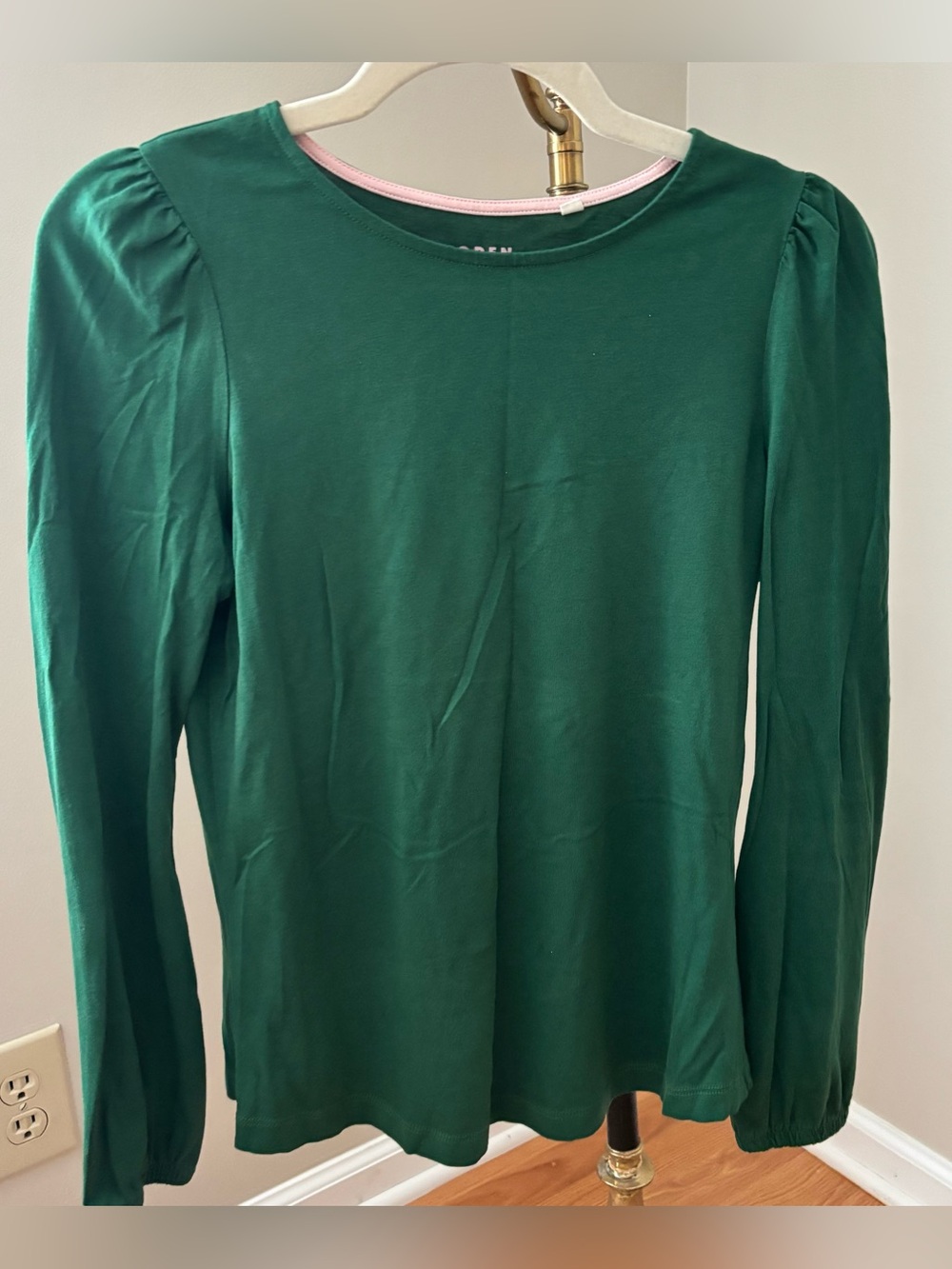 Boden Cotton Modal Pouf Sleeve Top in Kelly Green Size 4